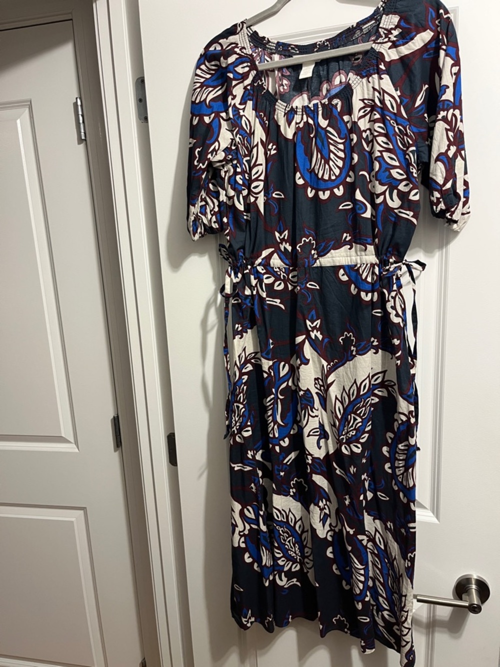H&M Navy, White and Royal Blue Printed Maxi Dress
